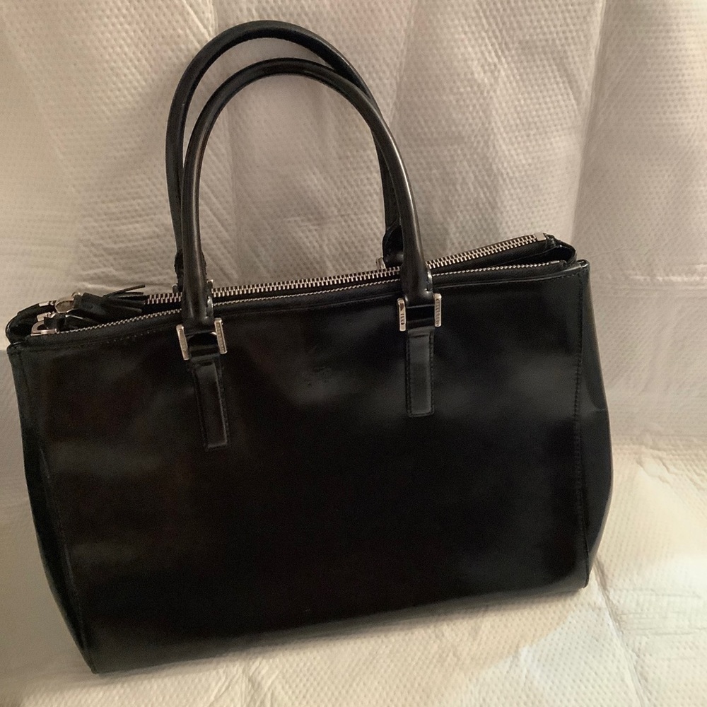 ANYA HINDMARCH EBURY BLACK LEATHER Vintage HANDBAG TOTE